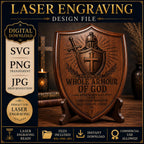 Ephesians 6:11 SVG, Whole Armour of God Warrior Shield, Christian Laser Engraving File