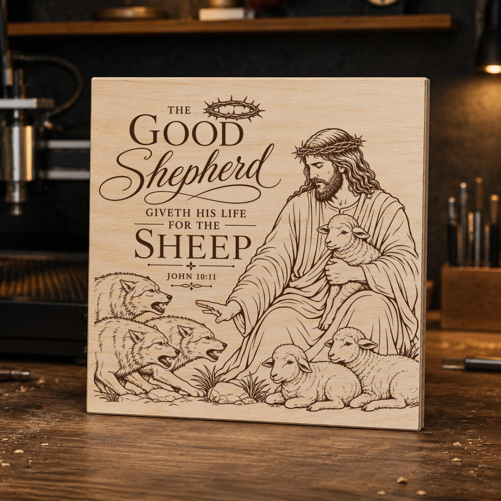 Good Shepherd SVG, John 10:11 Bible Verse Laser Engraving Design (Digital Download)