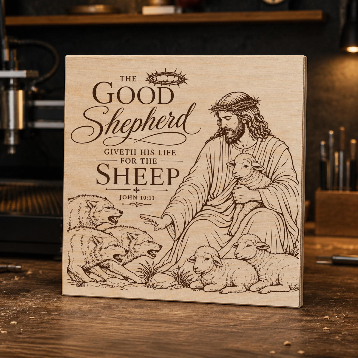 Good Shepherd SVG, John 10:11 Bible Verse Laser Engraving Design (Digital Download)