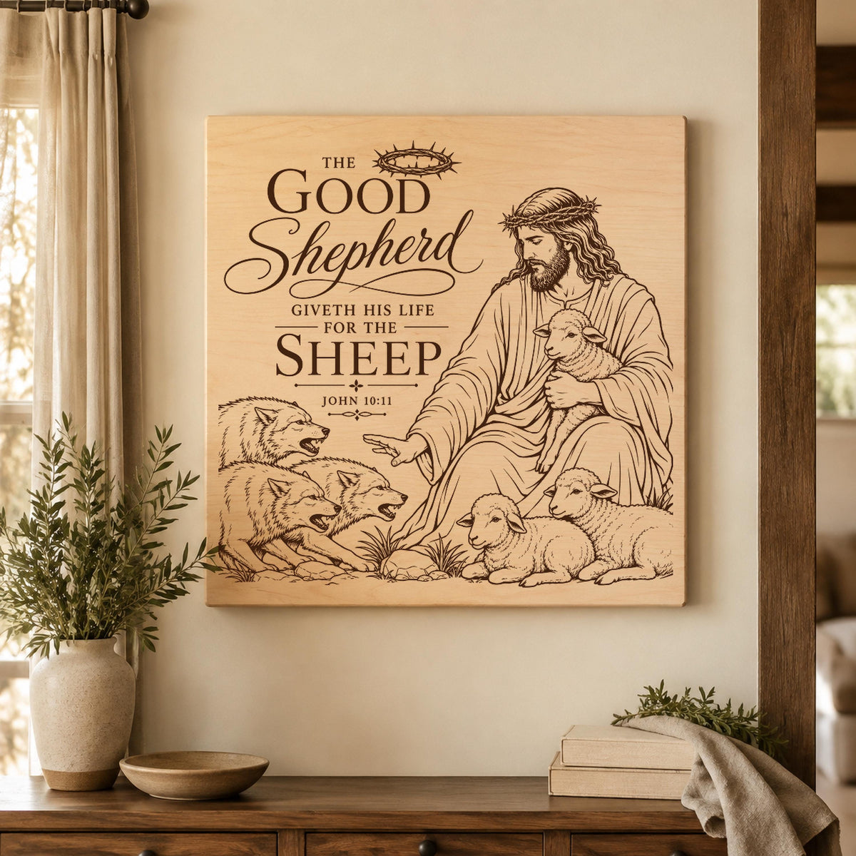 Good Shepherd SVG, John 10:11 Bible Verse Laser Engraving Design (Digital Download)