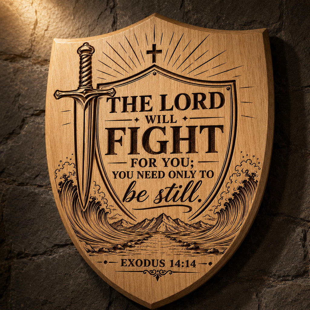 Exodus 14:14 Bible Verse Svg, Christian Shield Engraving File, Digital Download