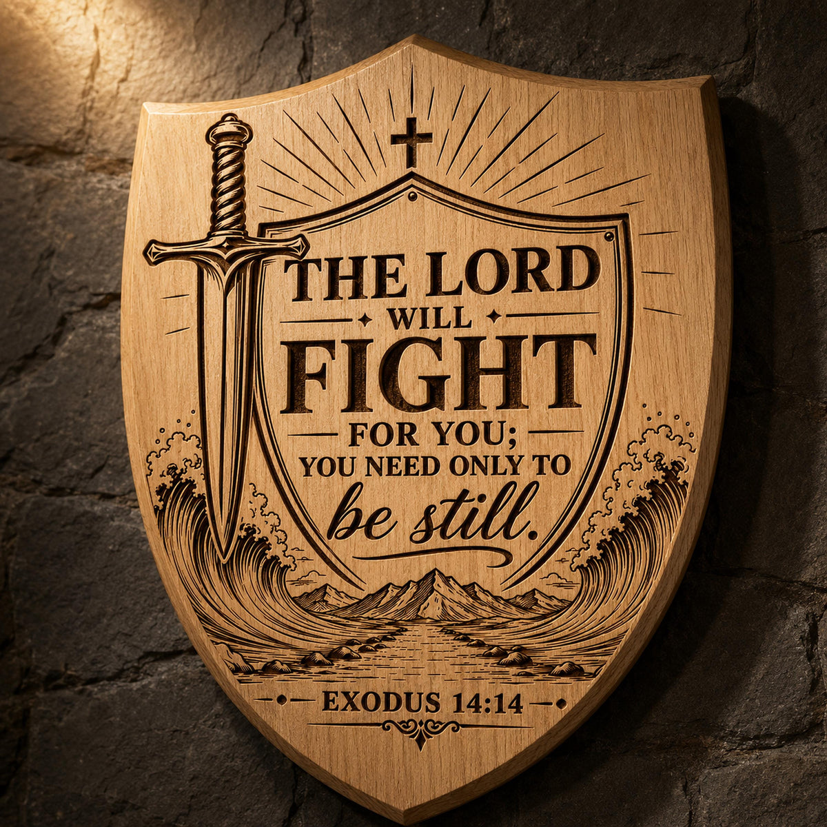 Exodus 14:14 Bible Verse Svg, Christian Shield Engraving File, Digital Download