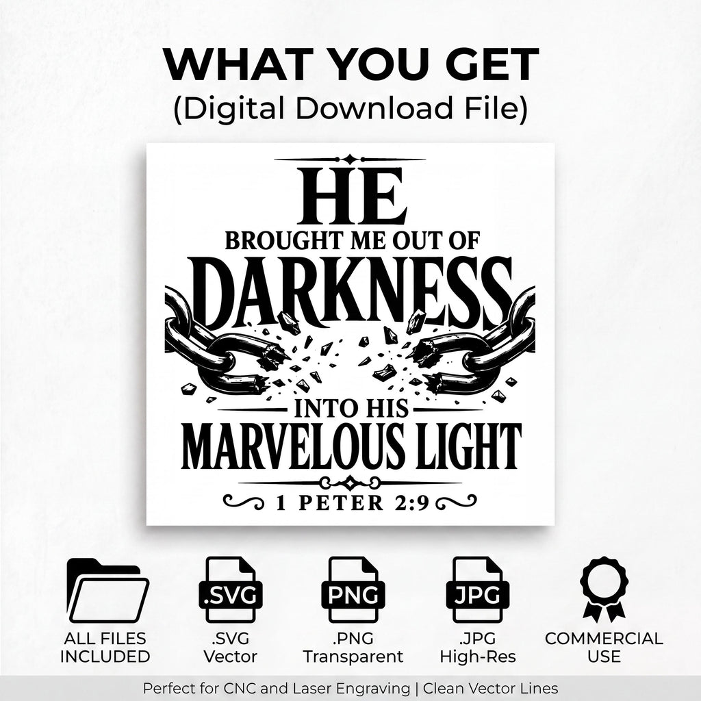 1 Peter 2:9 Bible Verse Svg, Christian Png Broken Chains Design (Digital Download)