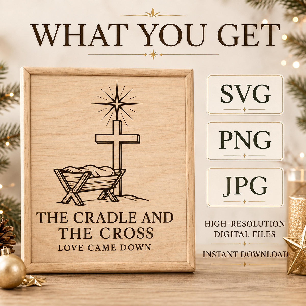 Nativity SVG, Christian Christmas Laser Engraving Design (Digital Download)