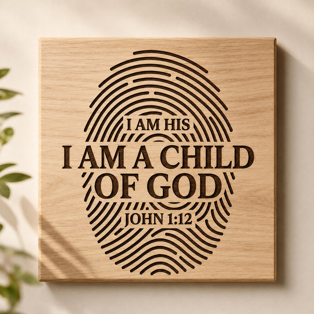 Child of God SVG, I Am His John 1:12 Fingerprint Laser Engraving File