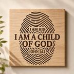 Child of God SVG, I Am His John 1:12 Fingerprint Laser Engraving File