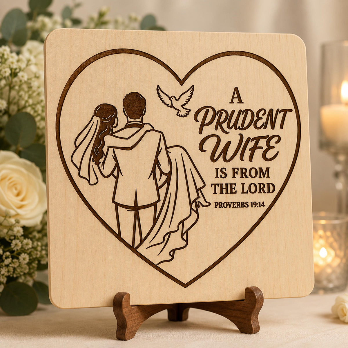 Proverbs 19:14 SVG, Christian Wedding Bible Verse, Bride and Groom Laser File