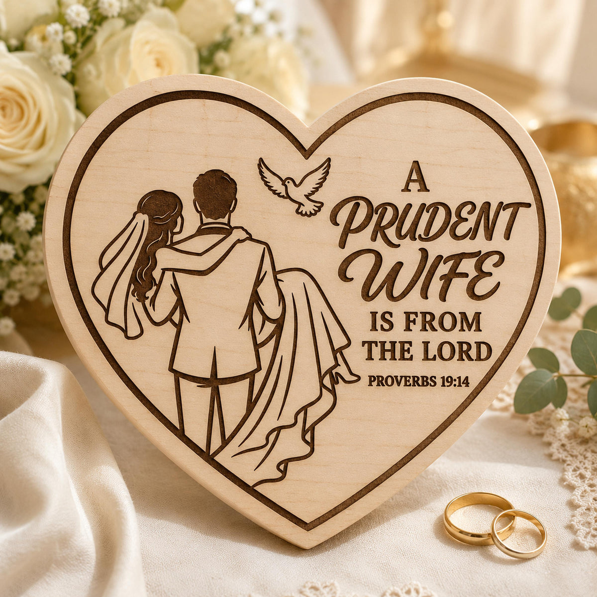 Proverbs 19:14 SVG, Christian Wedding Bible Verse, Bride and Groom Laser File