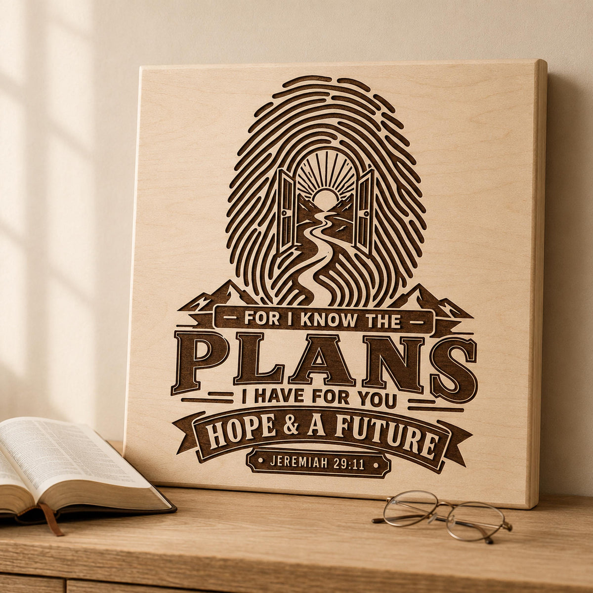 Jeremiah 29:11 SVG, Hope and a Future Bible Verse, Christian Laser Engraving File