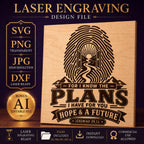 Jeremiah 29:11 SVG, Hope and a Future Bible Verse, Christian Laser Engraving File
