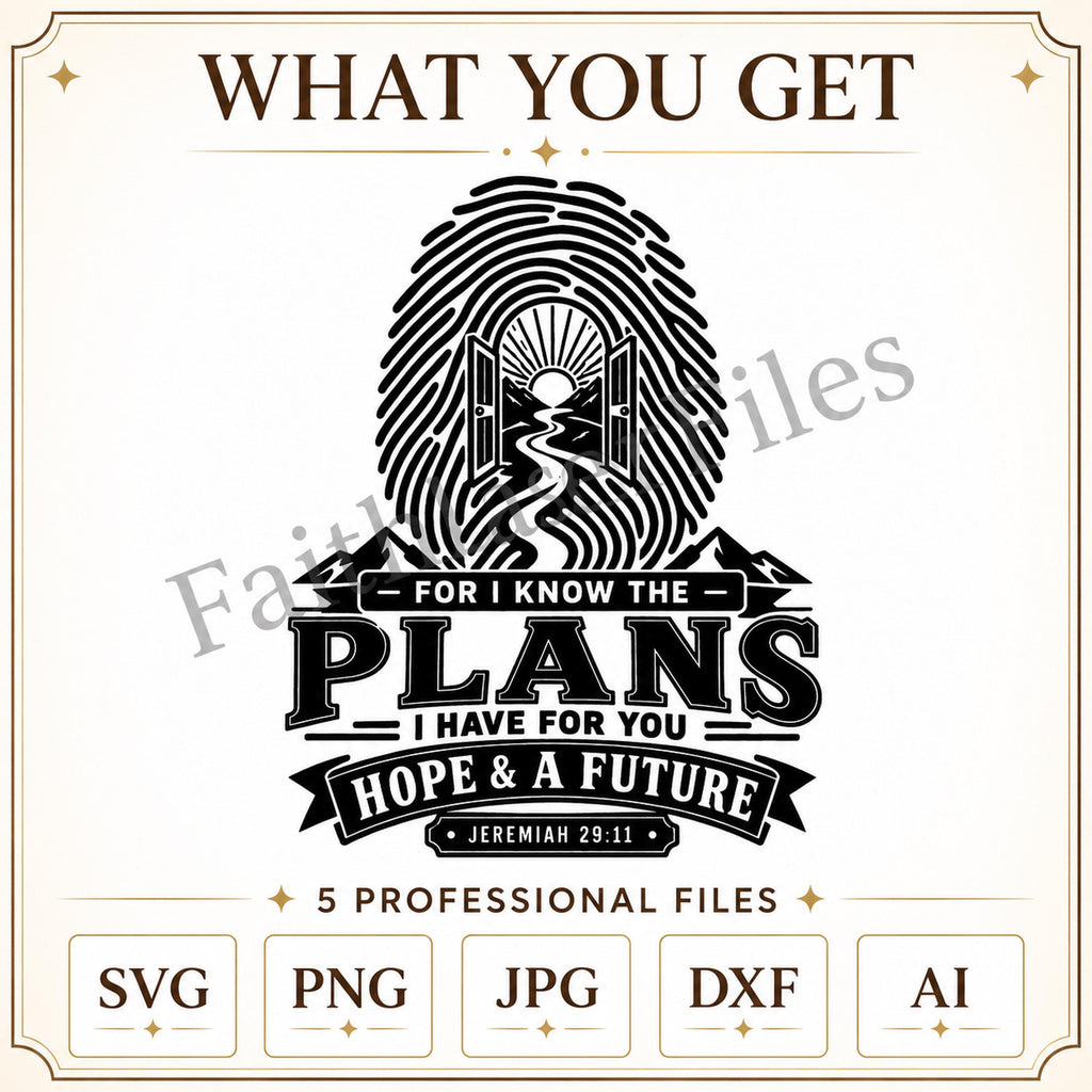 Jeremiah 29:11 SVG, Hope and a Future Bible Verse, Christian Laser Engraving File