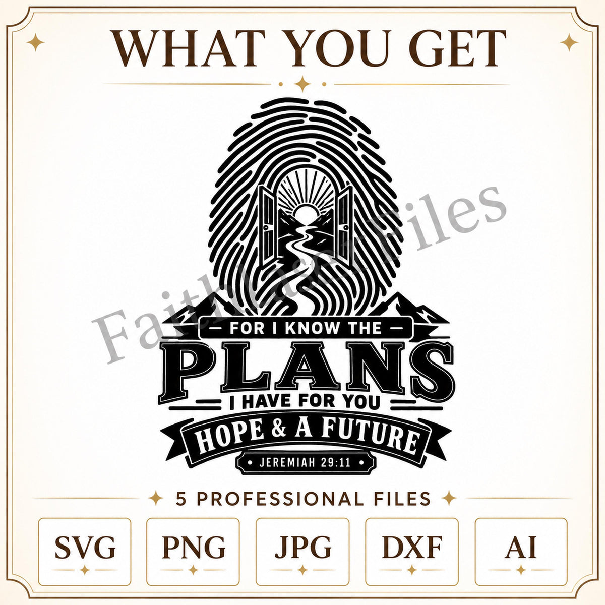 Jeremiah 29:11 SVG, Hope and a Future Bible Verse, Christian Laser Engraving File