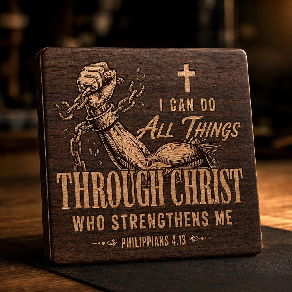 Philippians 4:13 SVG, Christian Strength Design, Breaking Chains, Bible Verse Laser Engraving