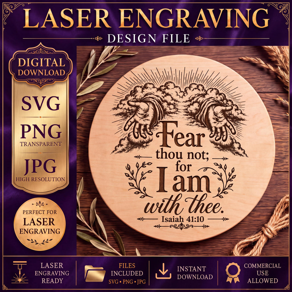 Isaiah 41:10 SVG, Faith Over Fear Bible Verse, Christian Laser Engraving File
