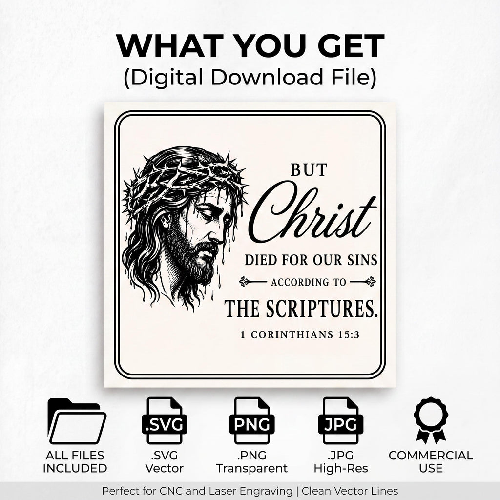 1 Corinthians 15:3 Laser Engraving File, Christian Wall Art (Digital Download)