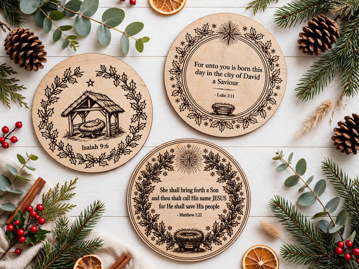 Christmas Nativity Ornament SVG Bundle - 4 Designs Laser File