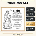 Psalm 23 SVG Shepherd and Three Sheep Full Verse Design