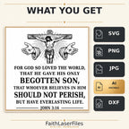 John 3:16 SVG, For God So Loved the World Jesus Cross Laser Engraving File