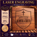 Psalm 5:12 Shield SVG, Surrounded With Favor Christian Cross Laser Engraving File