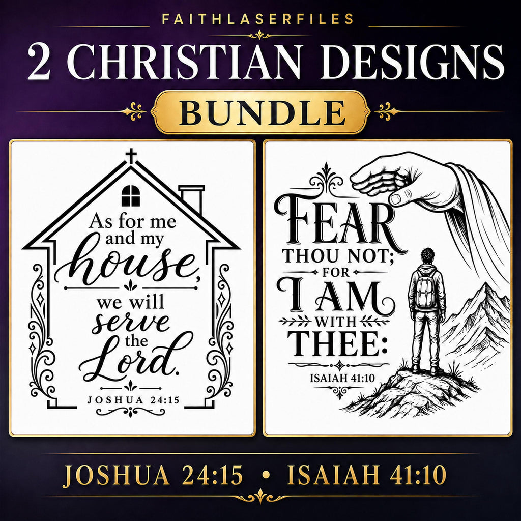 Faith Over Fear SVG Bundle: As for Me and My House Christian Laser Files