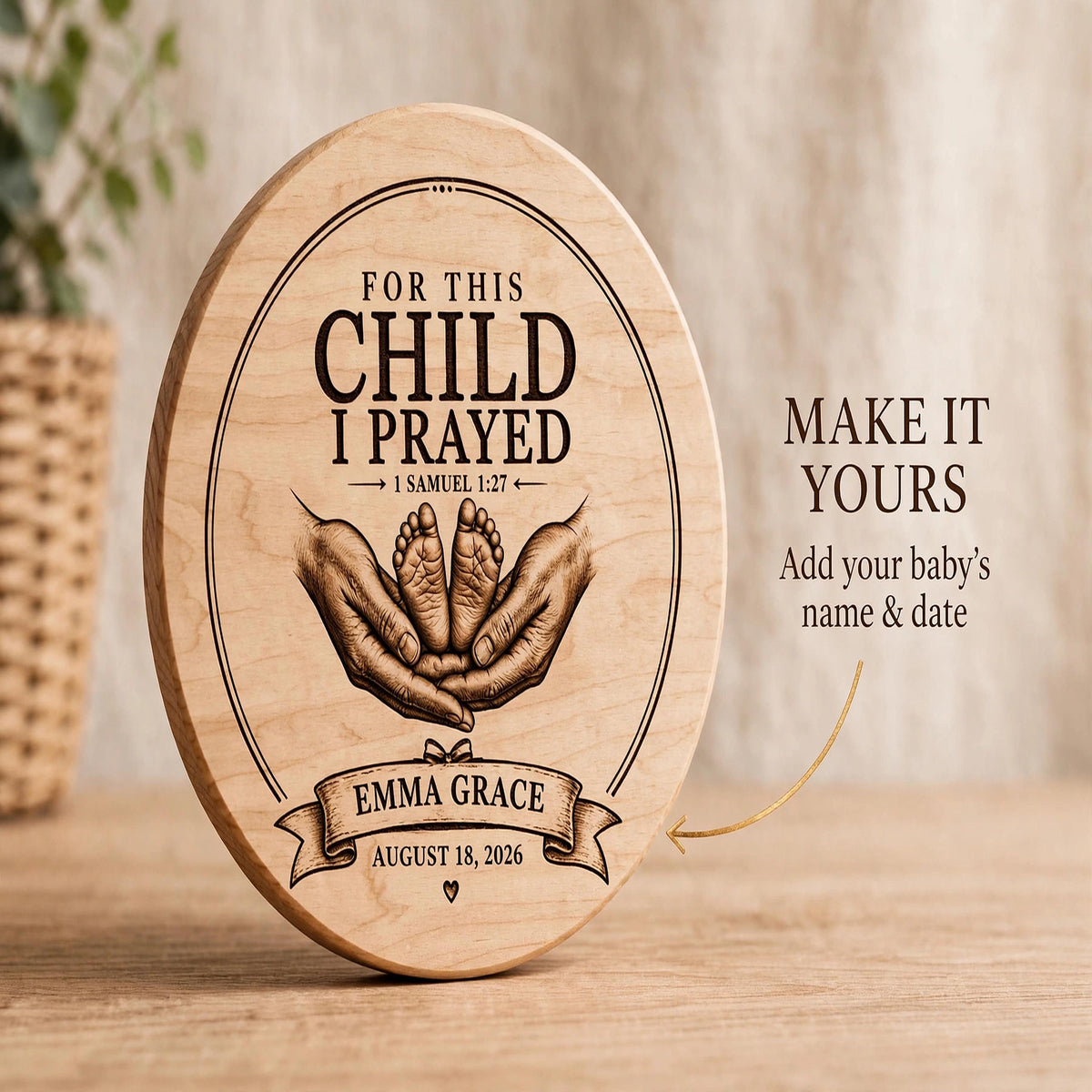 Personalized Baby Dedication SVG, 1 Samuel 1:27, Christian Baby Name Sign, Baptism Gift
