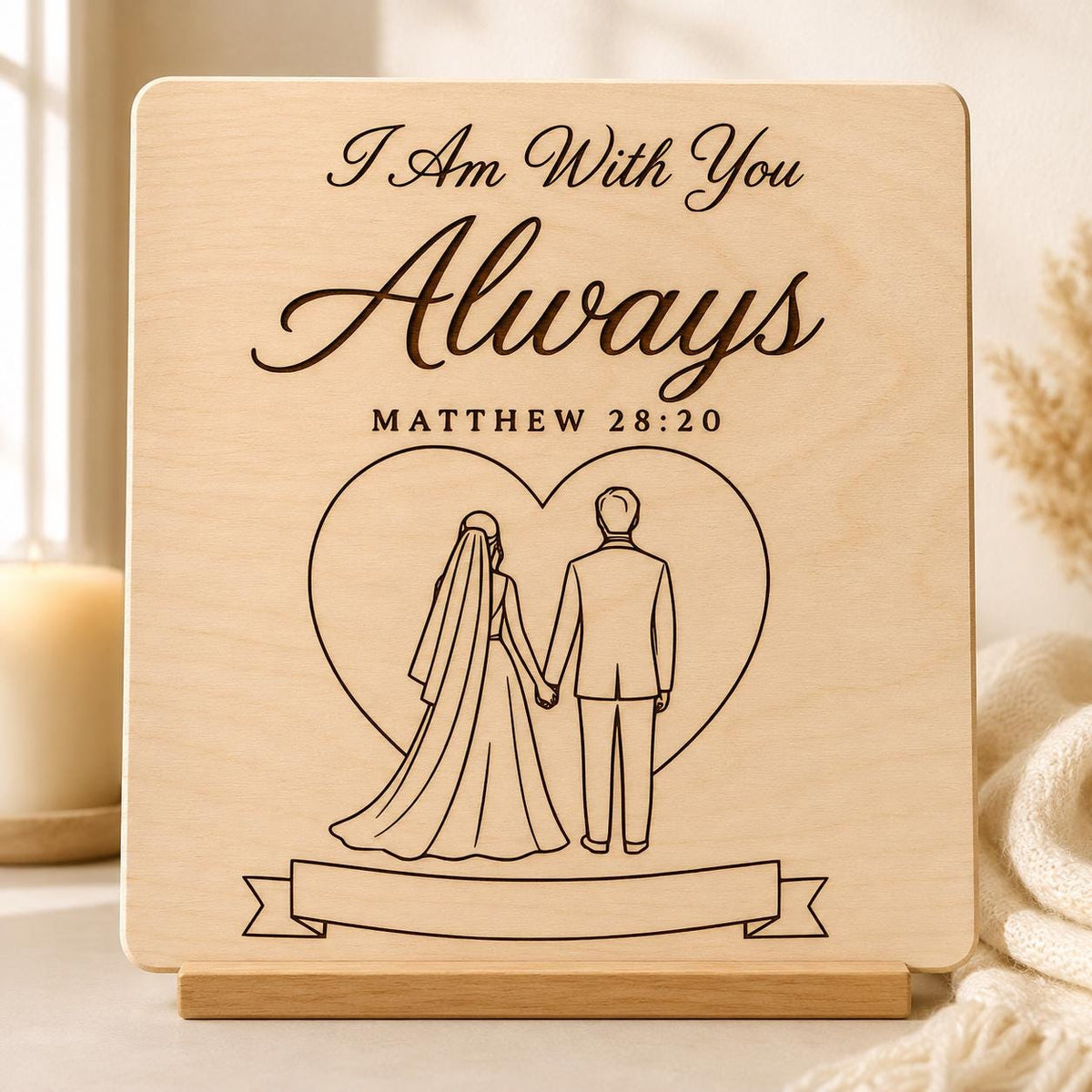 Christian Wedding Gift Matthew 28:20 I Am With You Always Bible Verse SVG Laser File