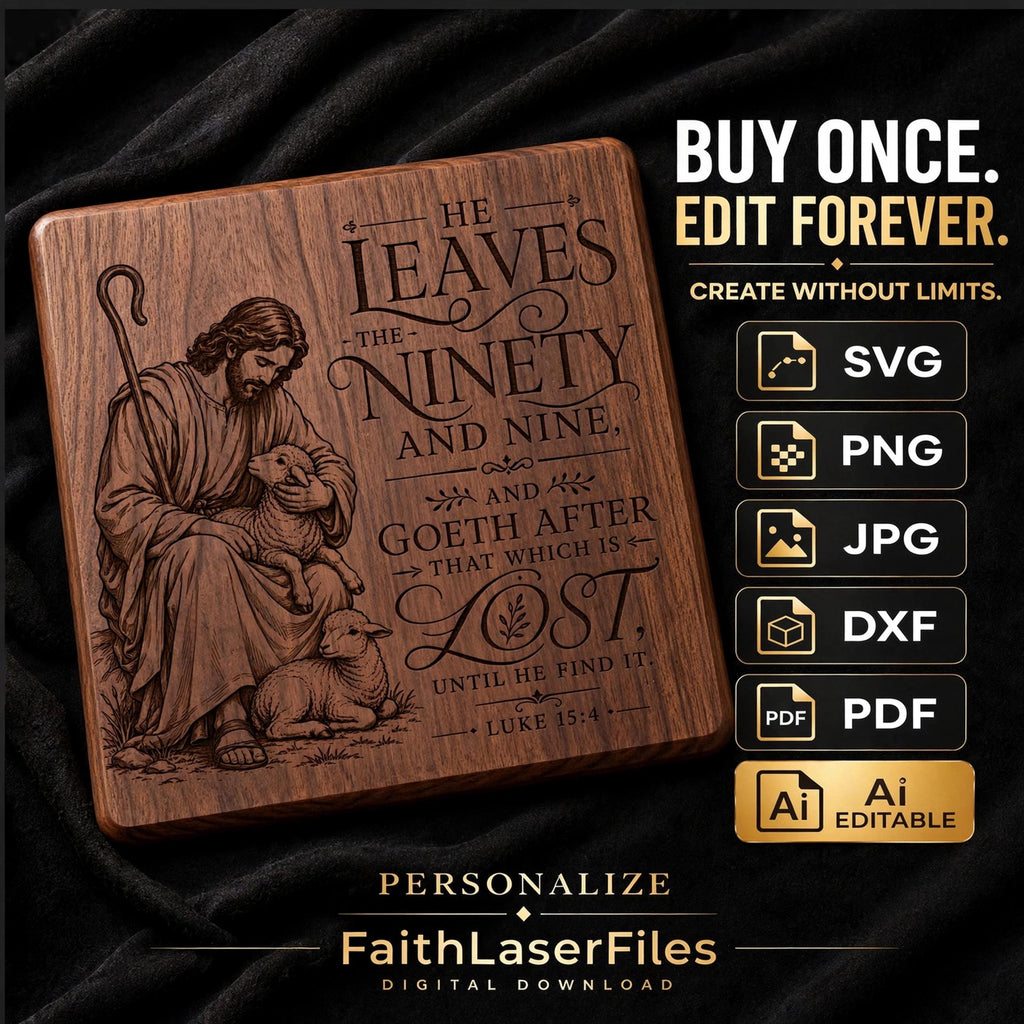 Lost Sheep SVG, Luke 15:4 Christian Laser Engraving File