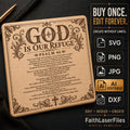 Psalm 46 SVG, Full KJV God Is Our Refuge Laser Engraving File