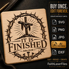 personalized svg It Is Finished Cross SVG, John 19:30 Christian Laser Engraving File (Digital Download)