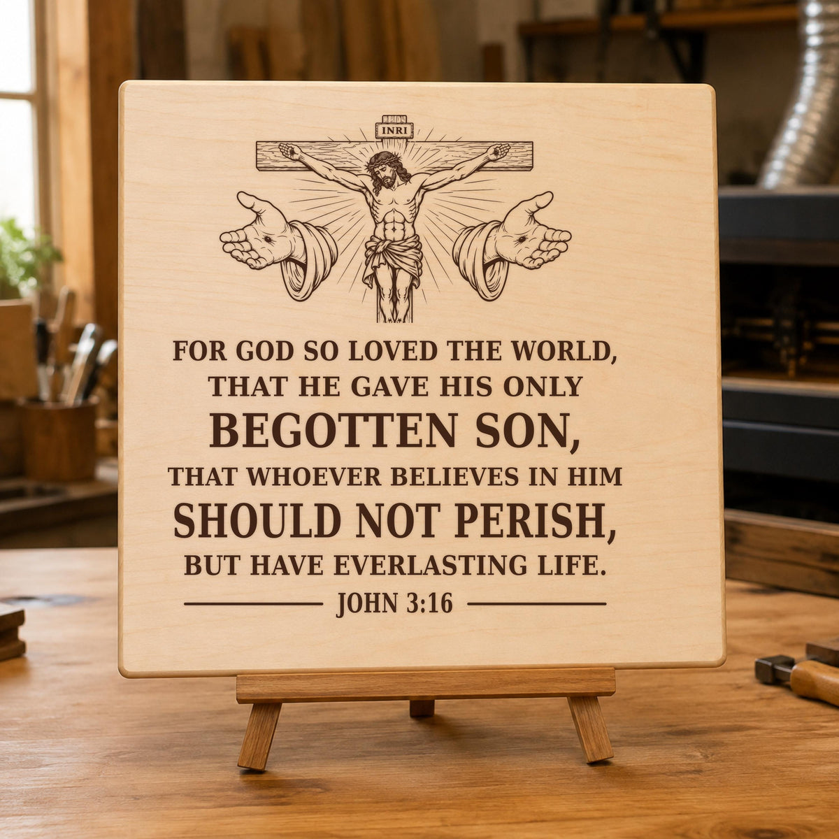John 3:16 SVG, For God So Loved the World Jesus Cross Laser Engraving File