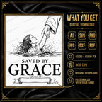 Saved by Grace SVG, Ephesians 2:8 Custom Name Baptism Bible Verse Laser Engraving File