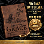 Saved by Grace SVG, Ephesians 2:8 Custom Name Baptism Bible Verse Laser Engraving File
