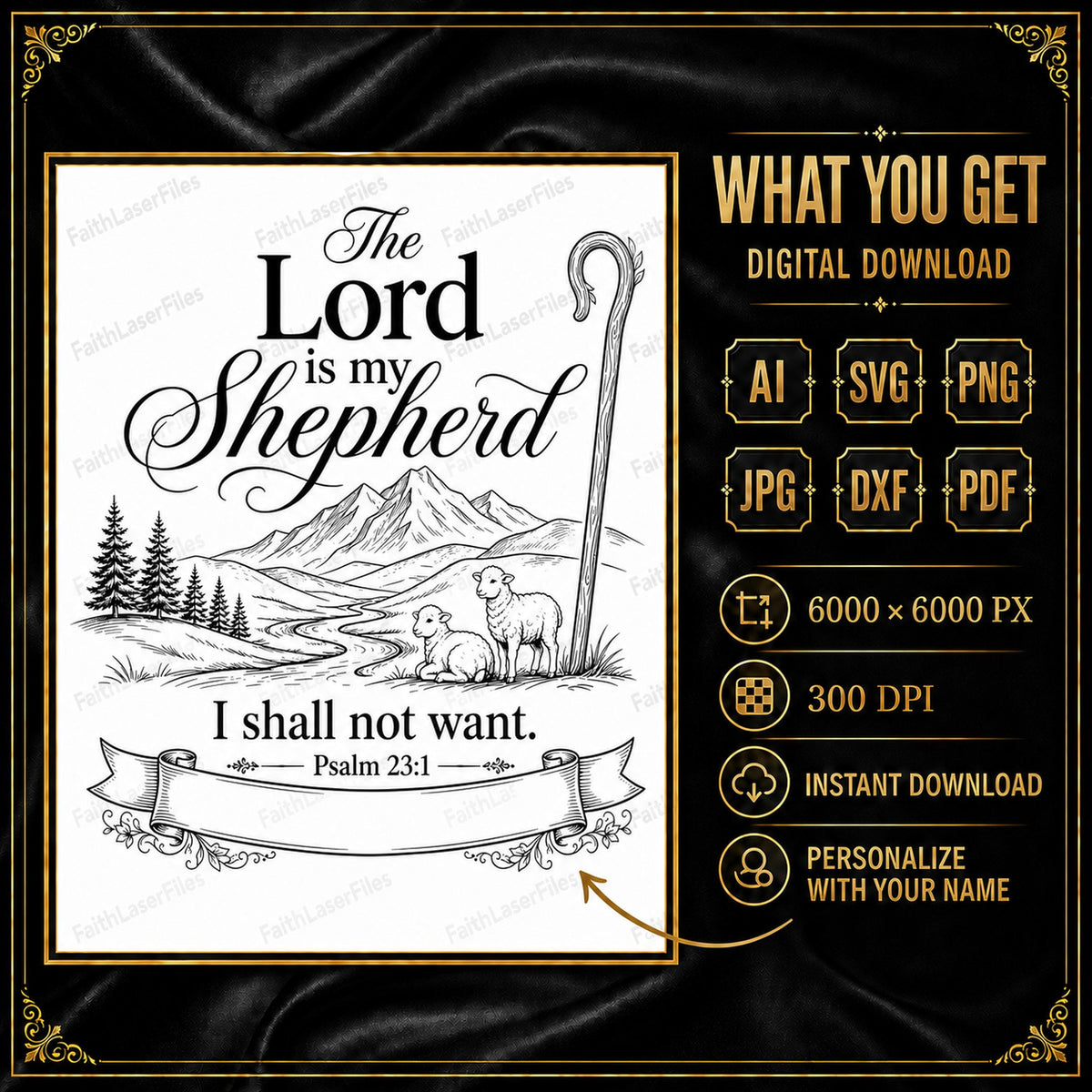 Psalm 23 1 SVG  The Lord Is My Shepherd Mountain Design