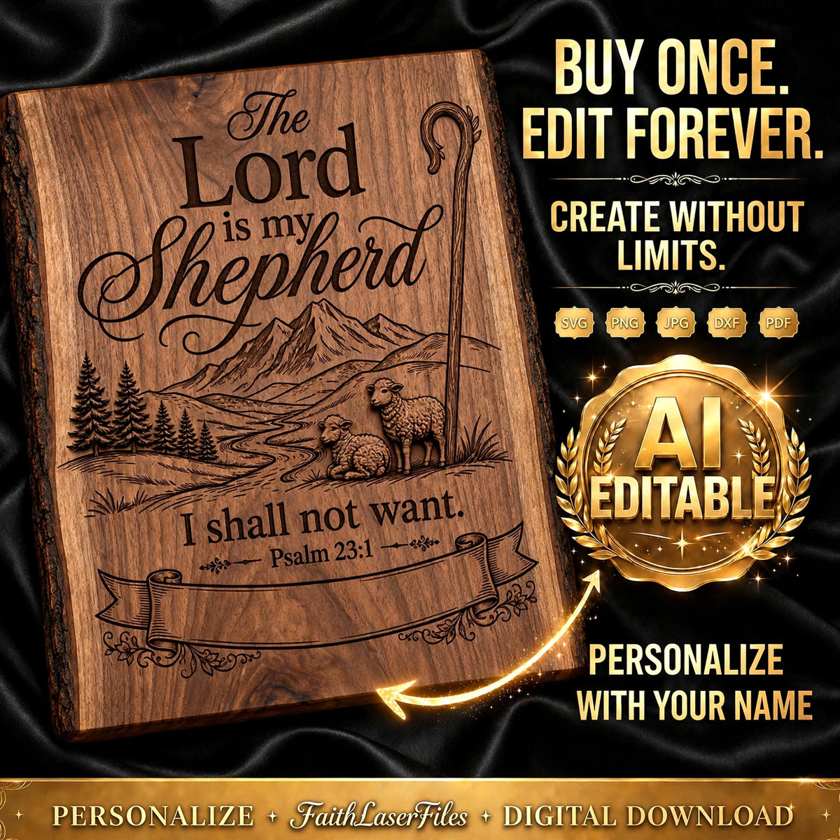 Psalm 23 1 SVG  The Lord Is My Shepherd Mountain Design