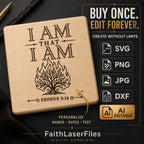 Exodus 3:14 SVG, I Am That I Am, Burning Bush Christian Laser Engraving File