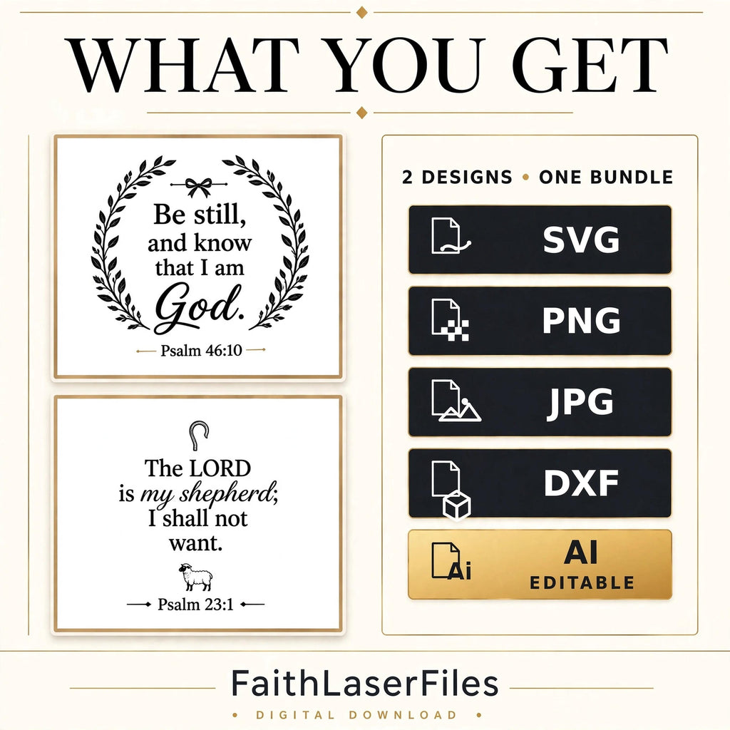Be Still and Know SVG Bundle: The Lord Is My Shepherd Laser Engraving Files