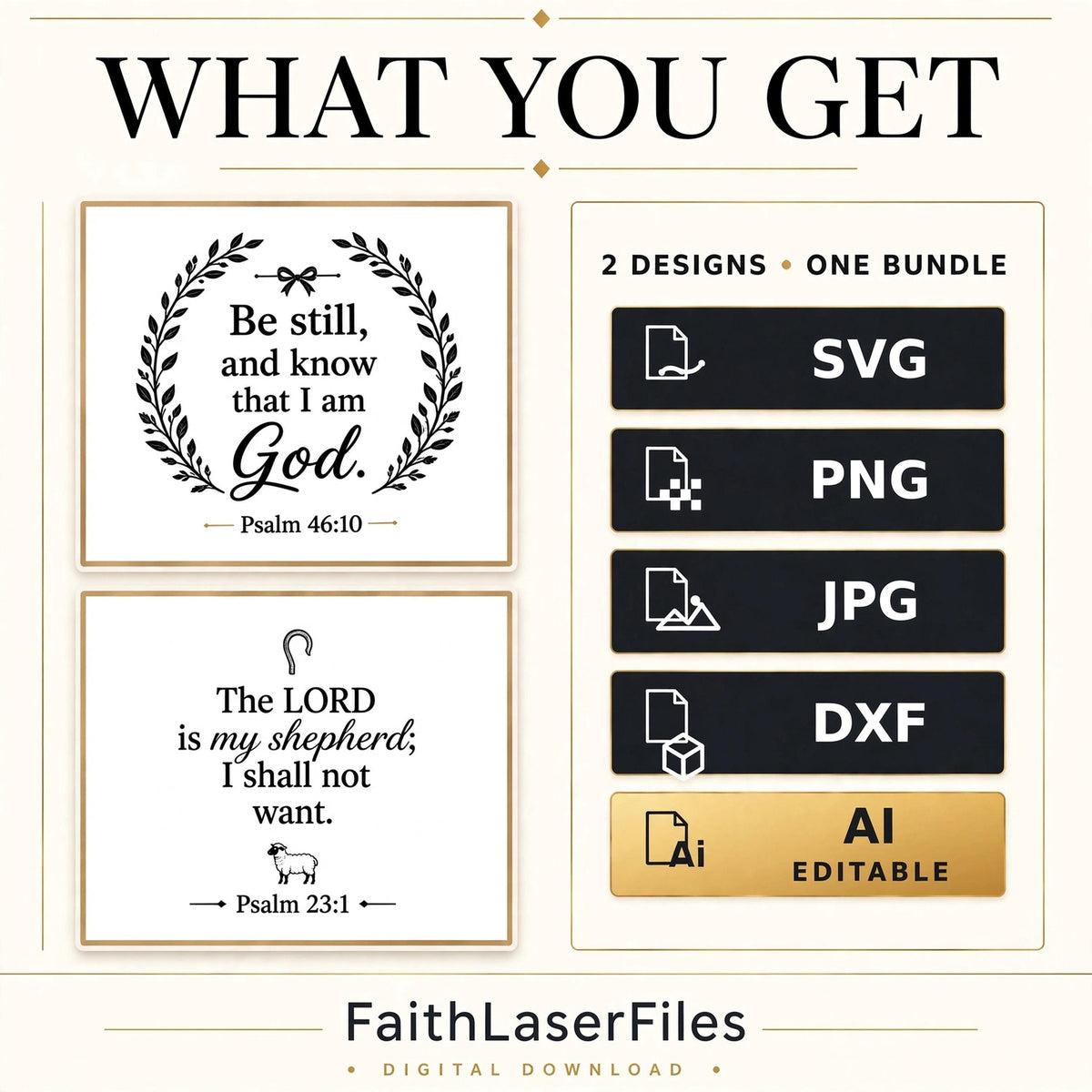 Be Still and Know SVG Bundle: The Lord Is My Shepherd Laser Engraving Files