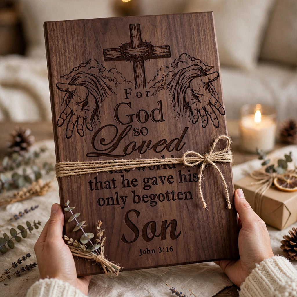 For God So Loved the World SVG, John 3:16 PNG, Christian Bible Verse Design, Jesus Cross Laser Engraving File, Faith Digital Download