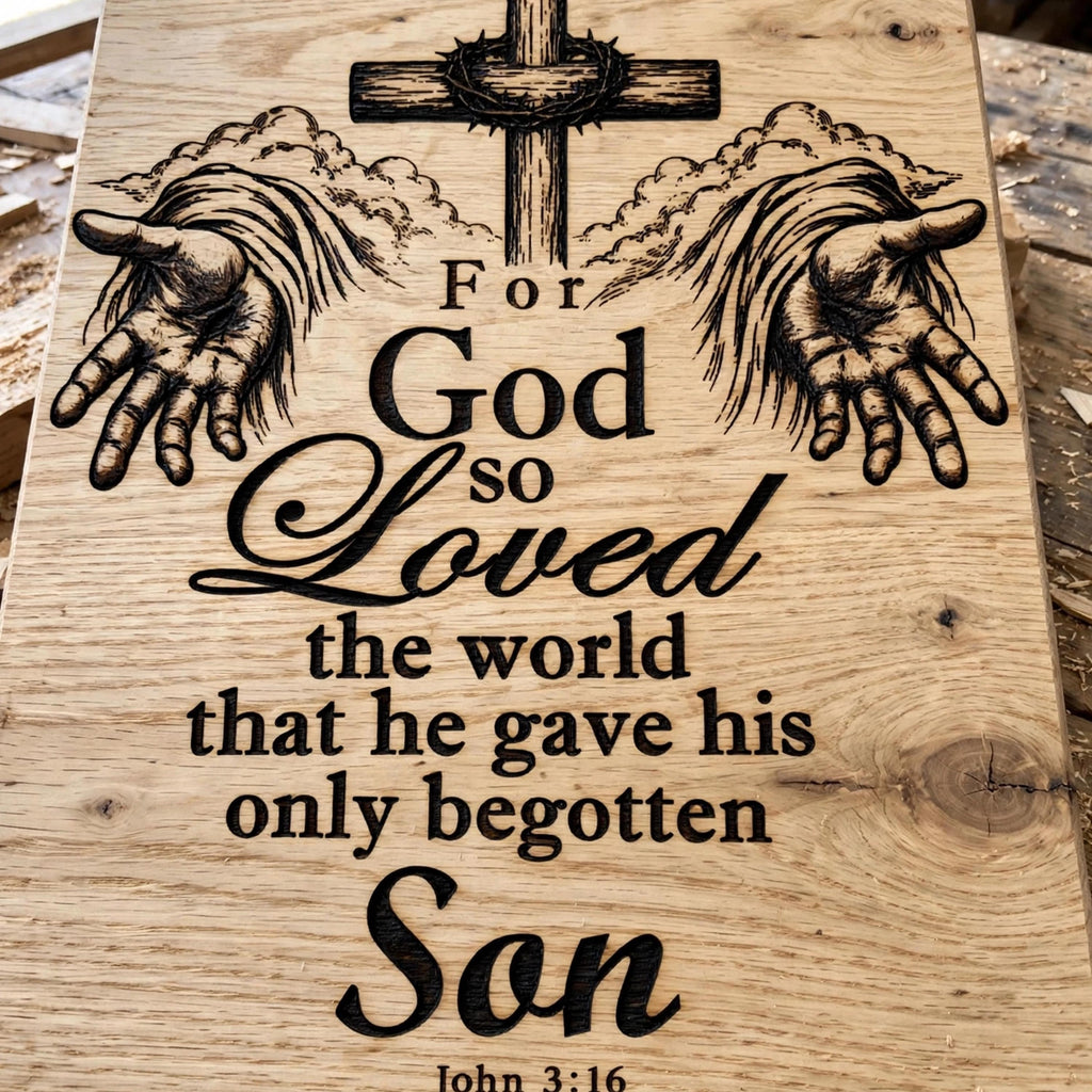 For God So Loved the World SVG, John 3:16 PNG, Christian Bible Verse Design, Jesus Cross Laser Engraving File, Faith Digital Download