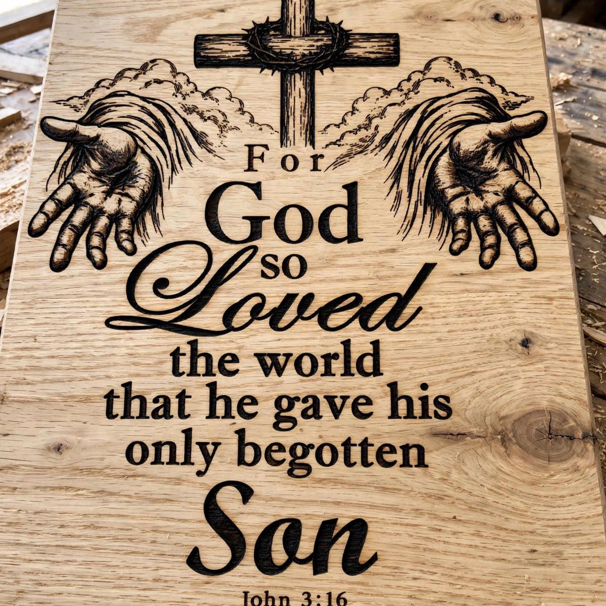 For God So Loved the World SVG, John 3:16 PNG, Christian Bible Verse Design, Jesus Cross Laser Engraving File, Faith Digital Download