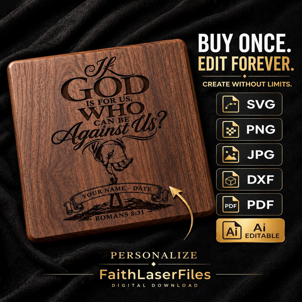 Personalized If God Is For Us SVG, Romans 8:31 Christian Laser Engraving File