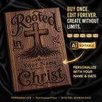 Personalized Baptism SVG, Rooted in Christ Cross Laser File