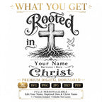 Personalized Baptism SVG, Rooted in Christ Cross Laser File