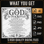 Psalm 46 SVG, Full KJV God Is Our Refuge Laser Engraving File