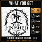 personalized svg It Is Finished Cross SVG, John 19:30 Christian Laser Engraving File (Digital Download)