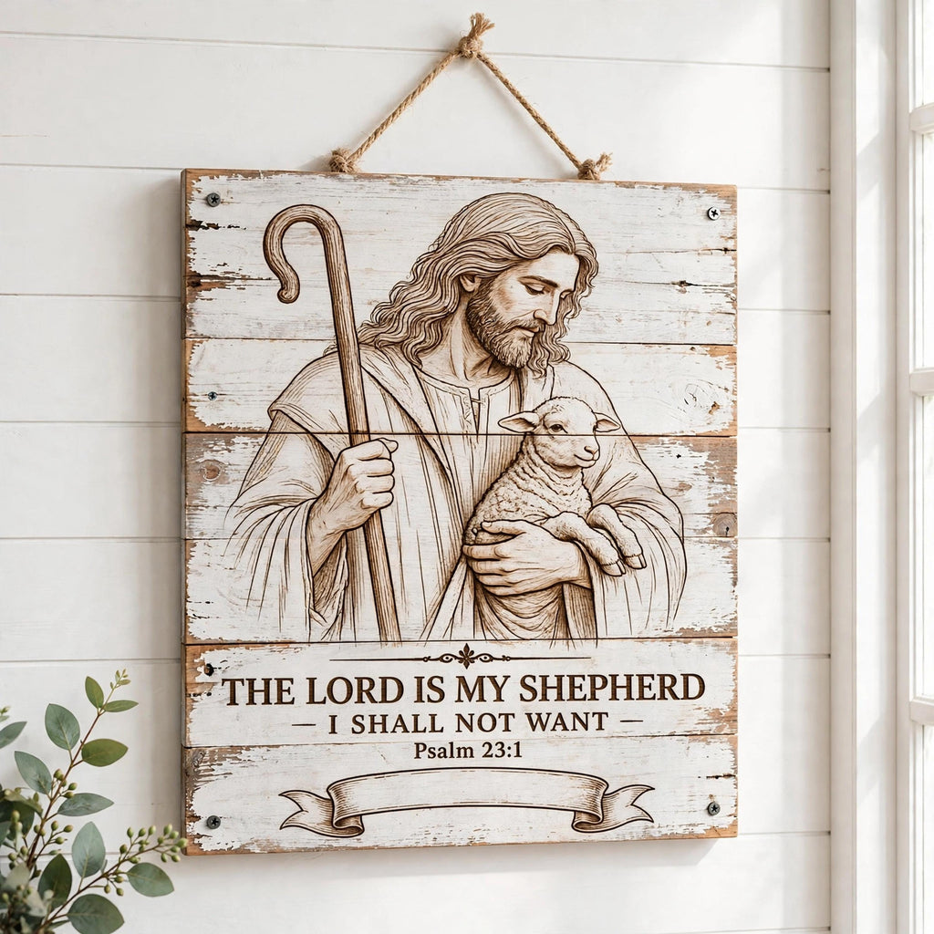 Psalm 23 SVG: Jesus Carrying a Lamb Bible Verse Design