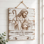 Psalm 23 SVG: Jesus Carrying a Lamb Bible Verse Design