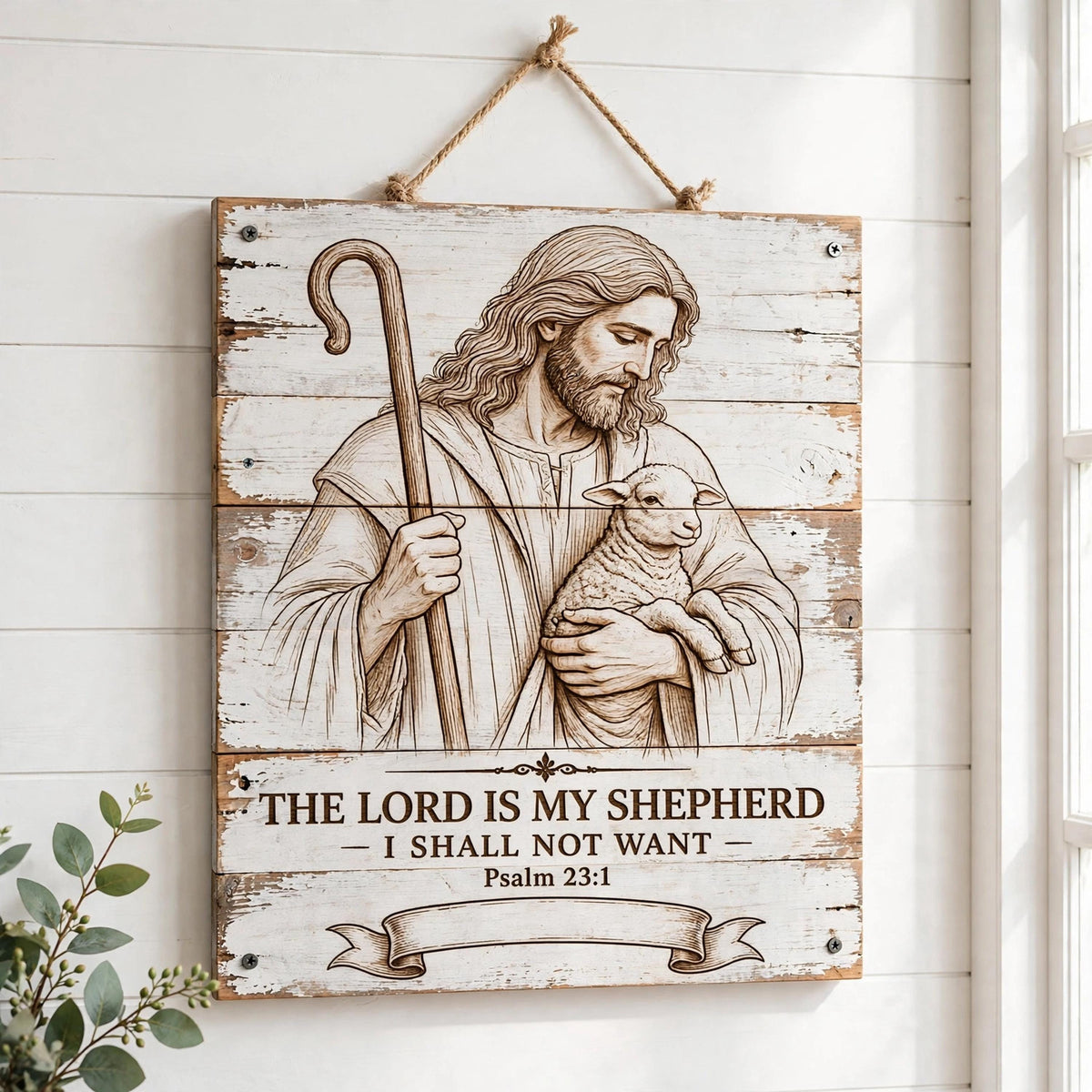 Psalm 23 SVG: Jesus Carrying a Lamb Bible Verse Design