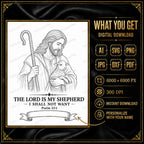 Psalm 23 SVG: Jesus Carrying a Lamb Bible Verse Design