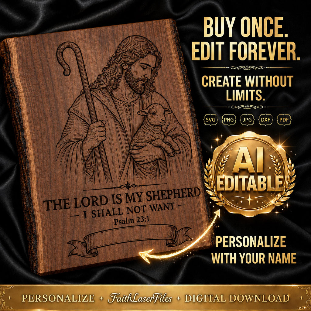 Psalm 23 SVG: Jesus Carrying a Lamb Bible Verse Design